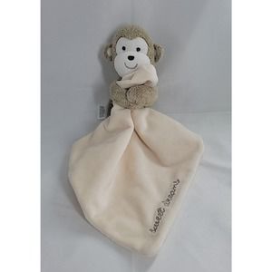 Carter's Sweet Dreams Monkey Lovey Security Blanket Cream Tan Off White Rattle